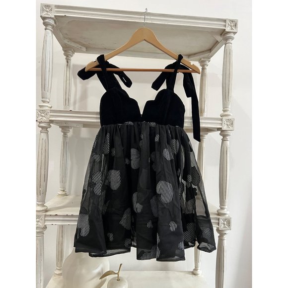 For Love & Lemons Alexandra Mini Dress Velvet Heart Houndstooth Size XS - Picture 7 of 8